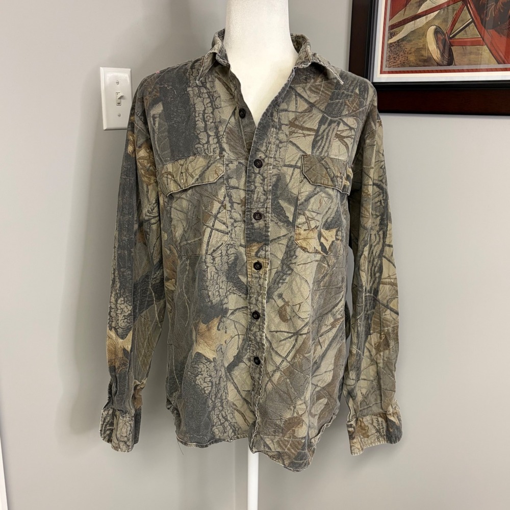 Realtree Hardwoods 20-200 Camo Flannel Shirt Mens XL Long Sleeve Hunting Fishing